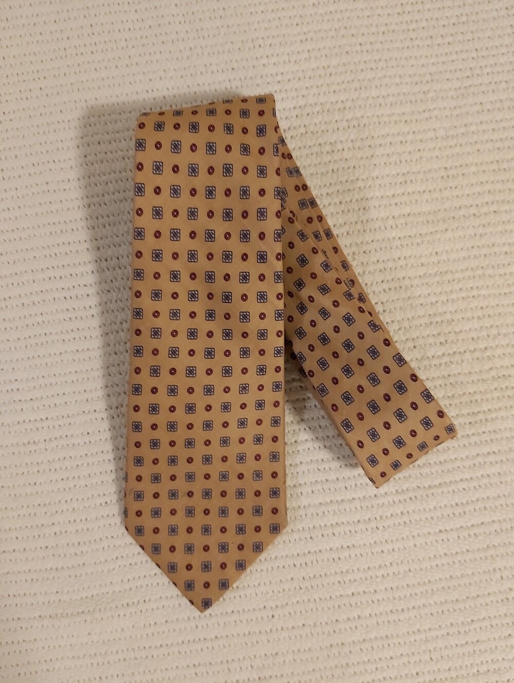Tan Patterned Men's Silk Tie